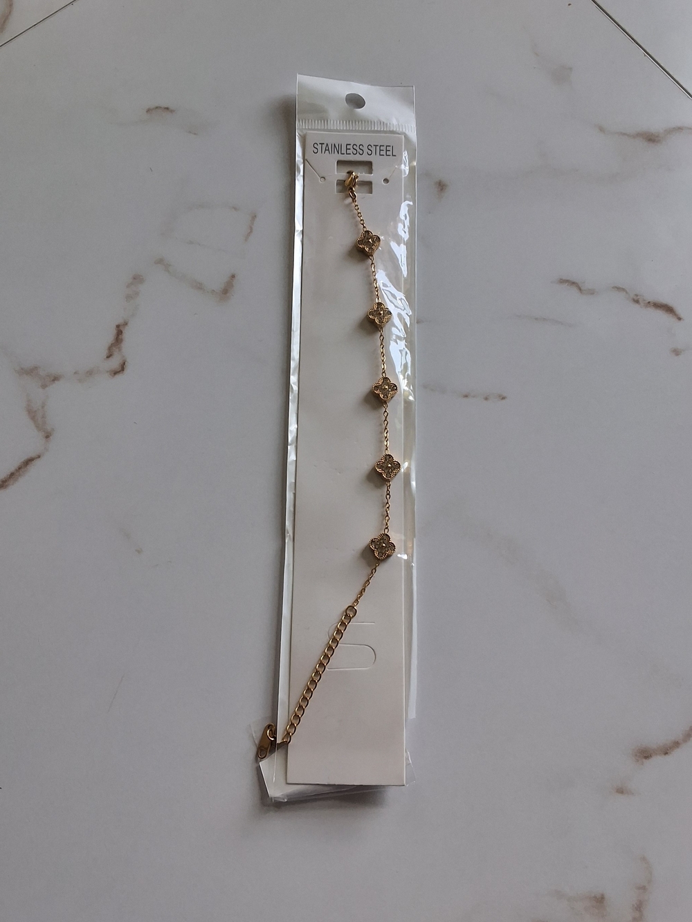 Gold Stainless Steel Floral Chain Bracelet - Women's Jewelry